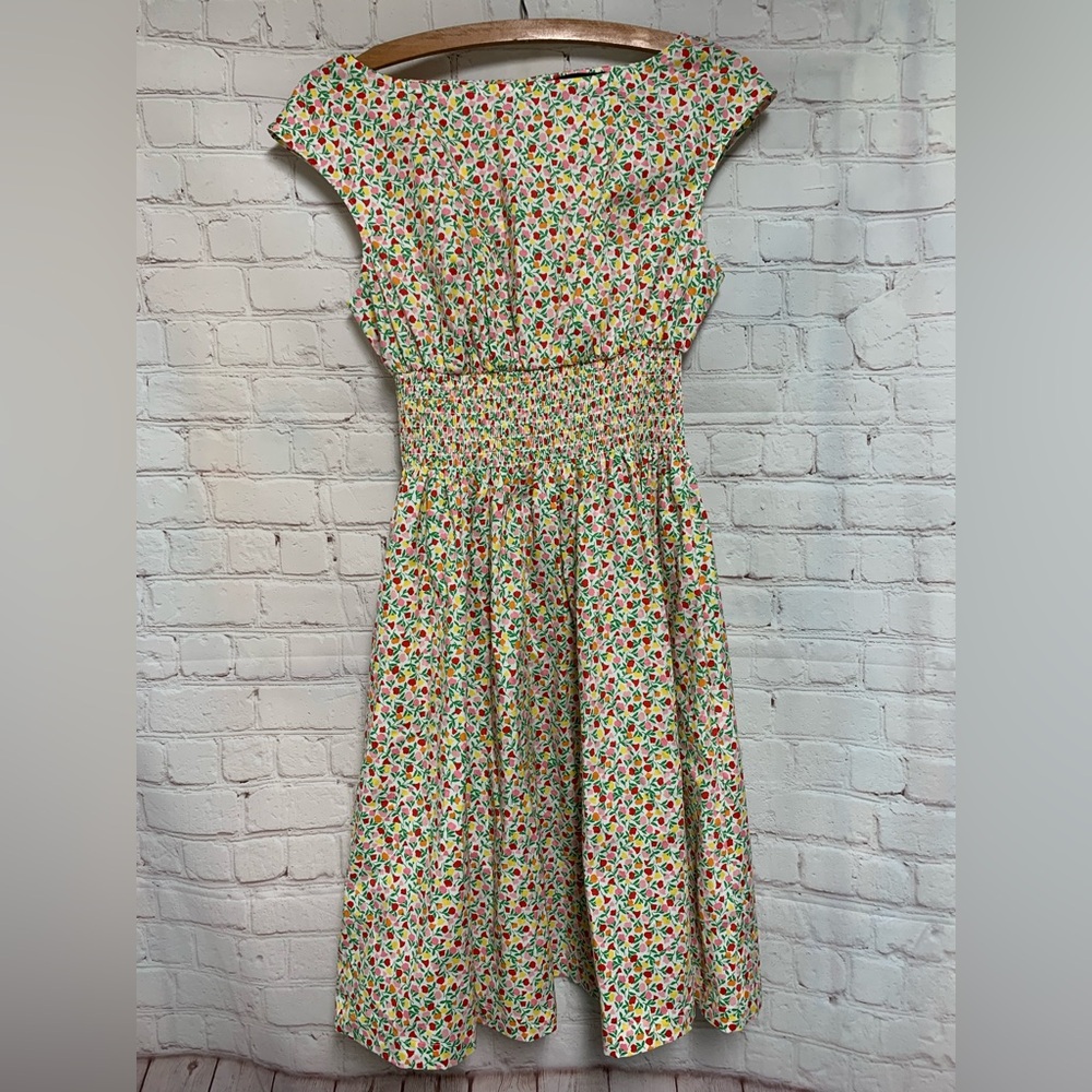 kate spade Cream Floral Midi Dress with Pink, Green and Yellow Accents